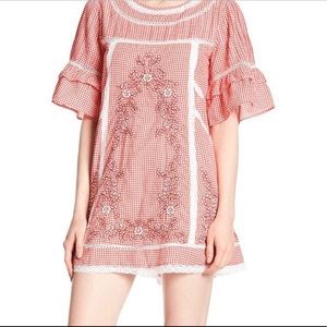 FREE PEOPLE SUNNY DAY DRESS IN RED GINGHAM